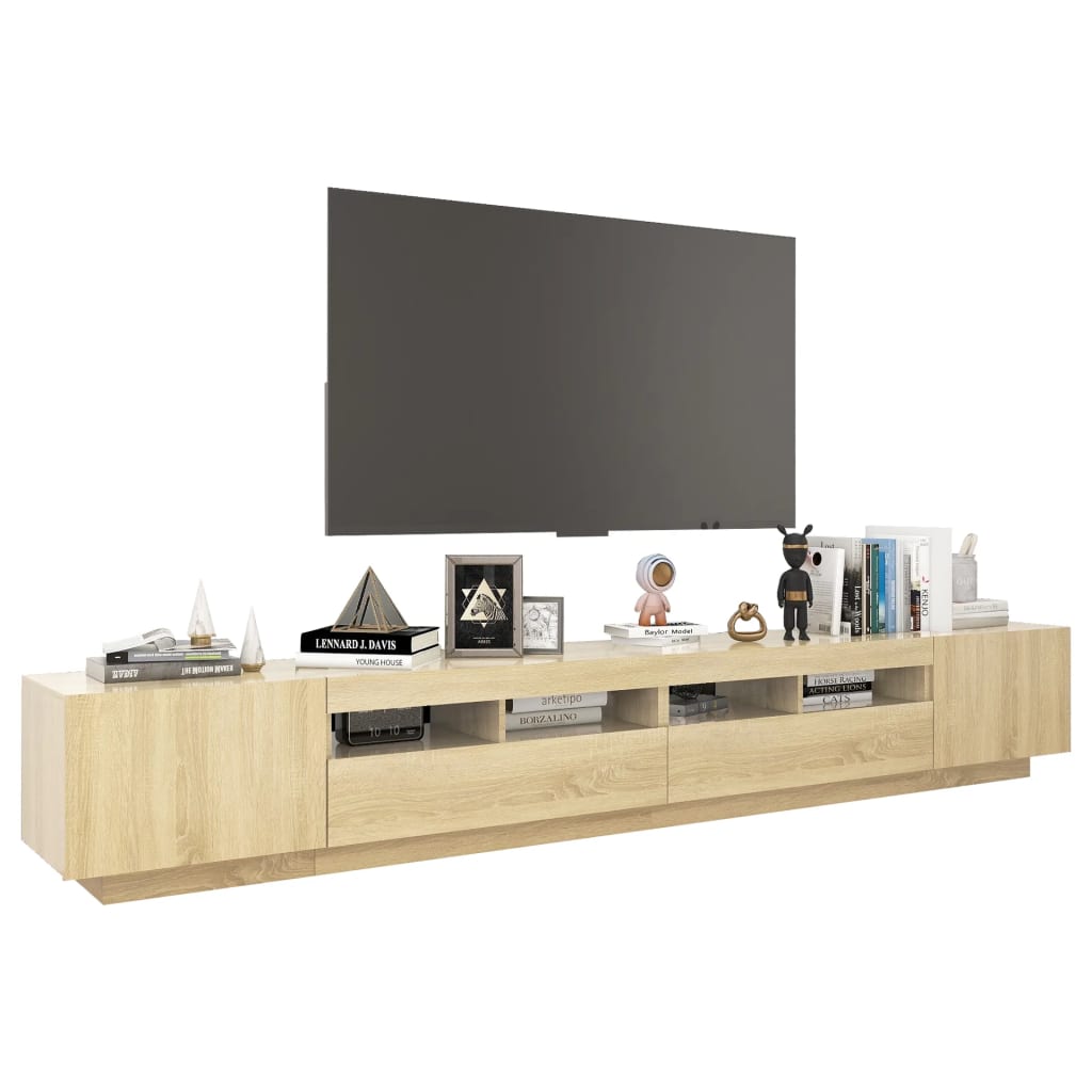 Comodă TV cu lumini LED, stejar Sonoma, 260x35x40 cm Lando - Lando