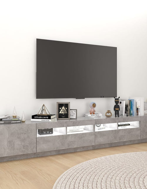Încărcați imaginea în vizualizatorul Galerie, Comodă TV cu lumini LED, gri beton, 260x35x40 cm Lando - Lando
