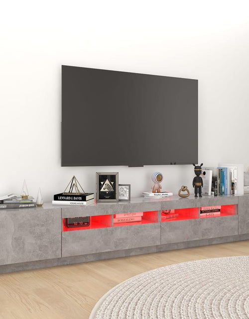 Загрузите изображение в средство просмотра галереи, Comodă TV cu lumini LED, gri beton, 260x35x40 cm Lando - Lando
