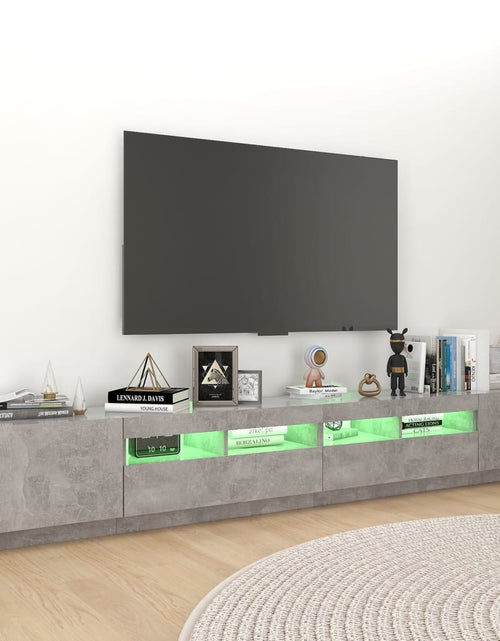 Загрузите изображение в средство просмотра галереи, Comodă TV cu lumini LED, gri beton, 260x35x40 cm Lando - Lando

