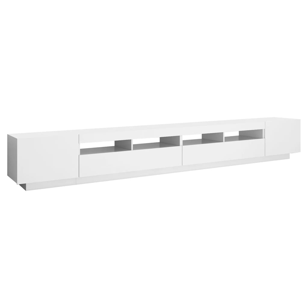 Comodă TV cu lumini LED, alb, 300x35x40cm Lando - Lando