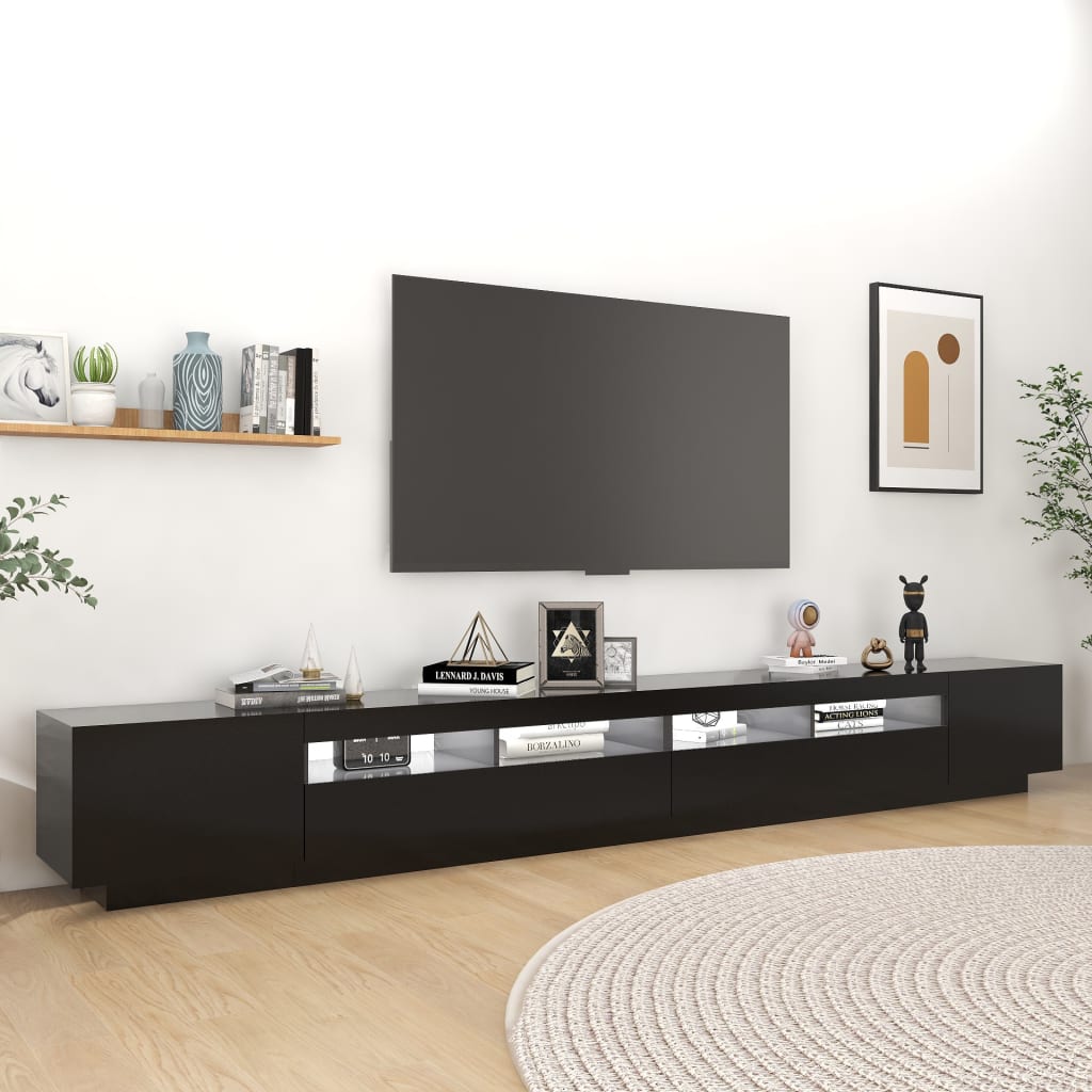 Comodă TV cu lumini LED, negru, 300x35x40 cm Lando - Lando