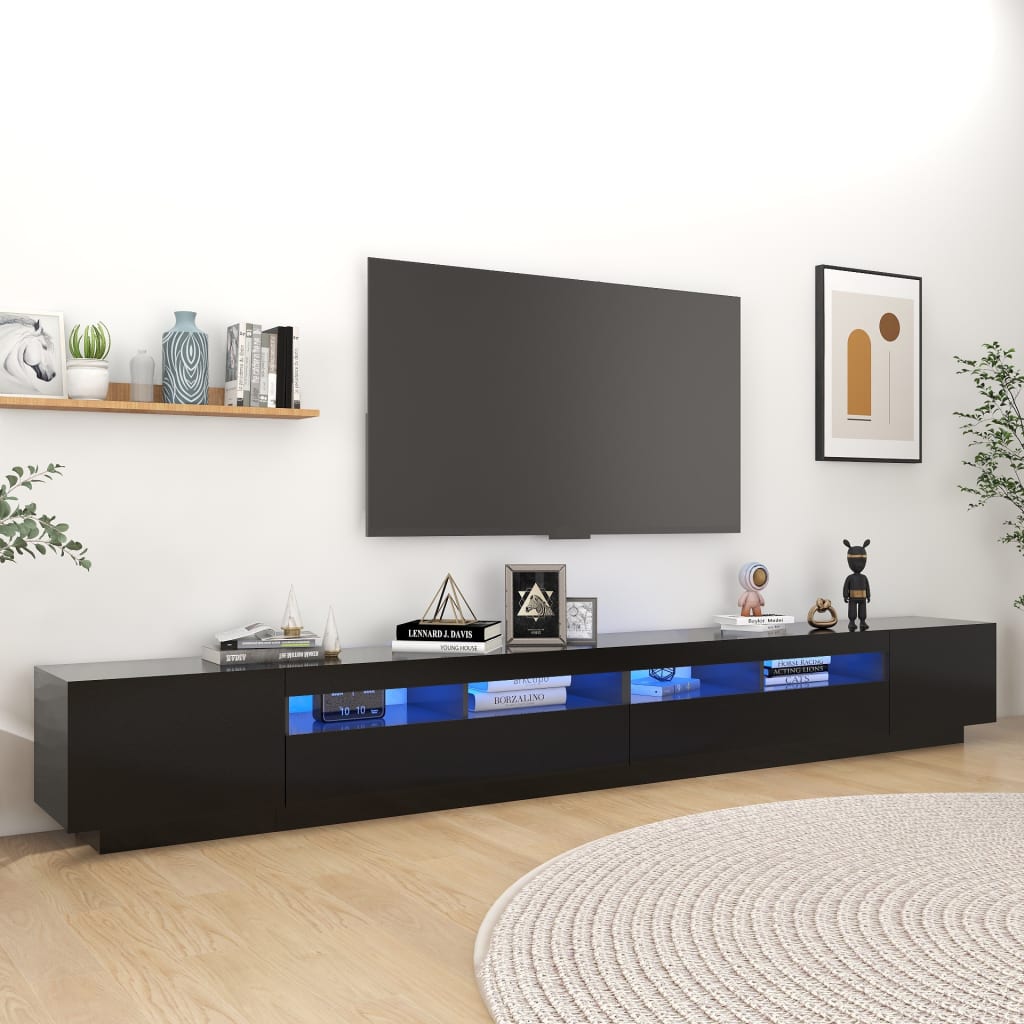Comodă TV cu lumini LED, negru, 300x35x40 cm Lando - Lando