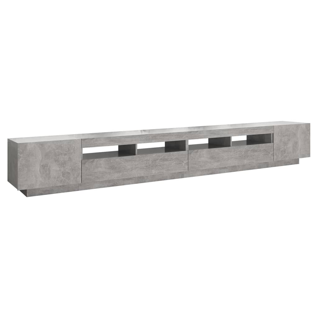 Comodă TV cu lumini LED, gri beton, 300x35x40 cm Lando - Lando