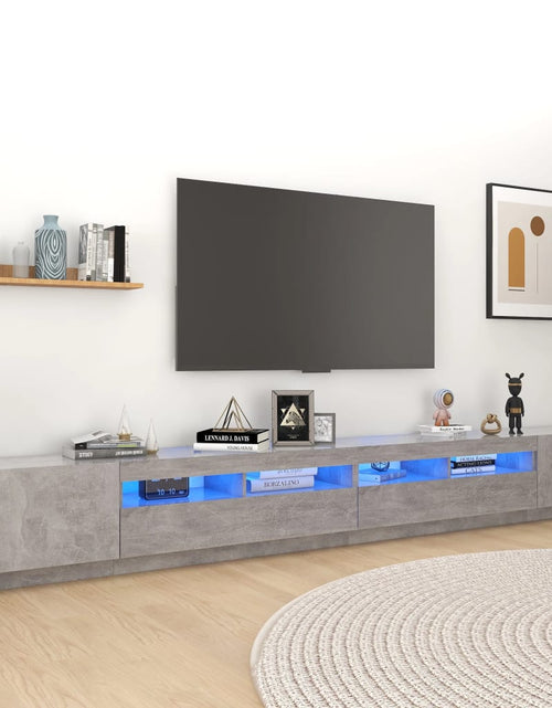 Загрузите изображение в средство просмотра галереи, Comodă TV cu lumini LED, gri beton, 300x35x40 cm Lando - Lando
