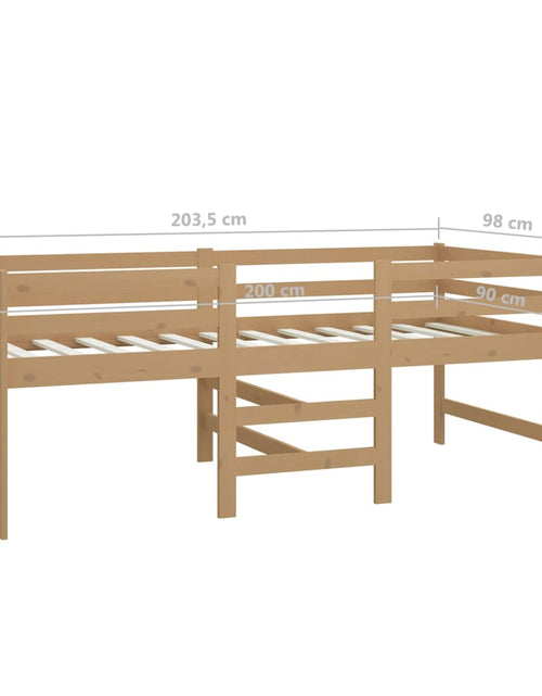 Загрузите изображение в средство просмотра галереи, Pat de înălțime medie, maro miere, 90x200 cm, lemn masiv pin - Lando

