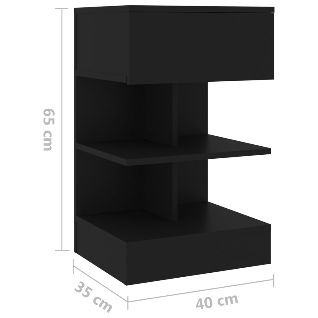 Noptiere, 2 buc., negru, 40x35x65 cm - Lando