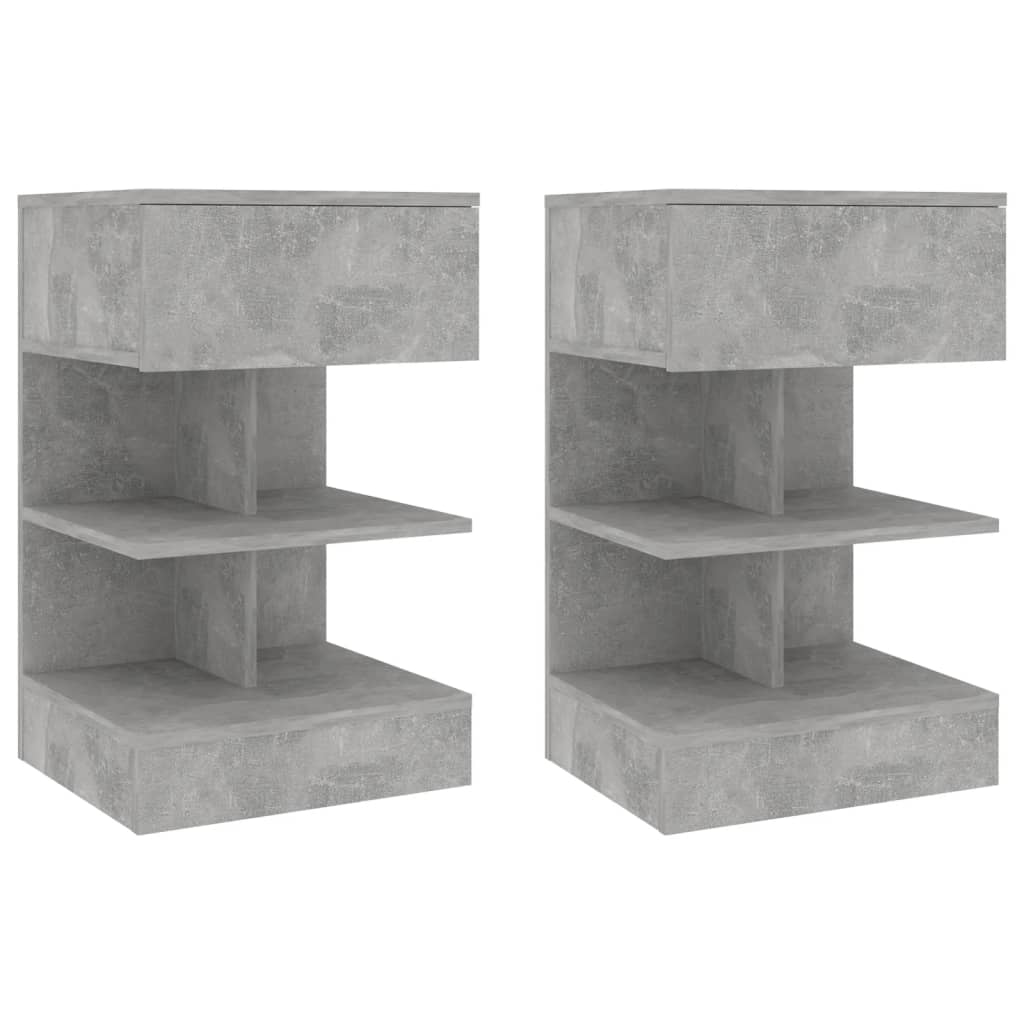 Noptiere, 2 buc., gri beton, 40x35x65 cm - Lando