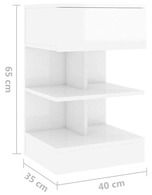 Încărcați imaginea în vizualizatorul Galerie, Noptieră, alb extralucios, 40x35x65 cm, PAL - Lando
