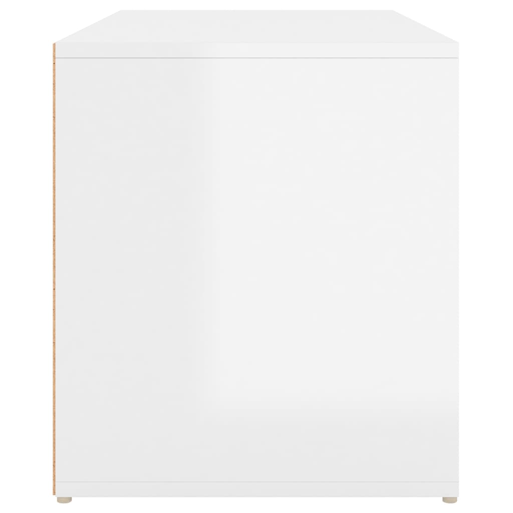 Banchetă pentru hol, alb extralucios, 80x40x45 cm, PAL - Lando
