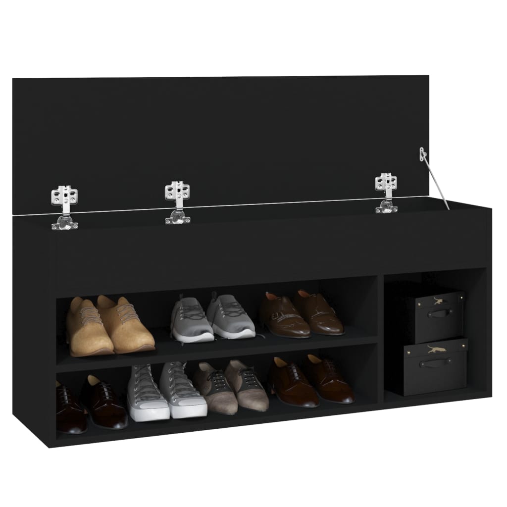 Banchetă pantofar, negru, 105x30x45 cm, PAL - Lando