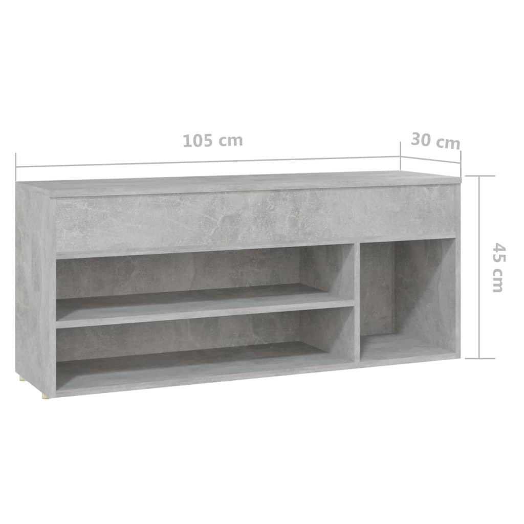 Banchetă pantofar, gri beton, 105x30x45 cm, PAL Lando - Lando