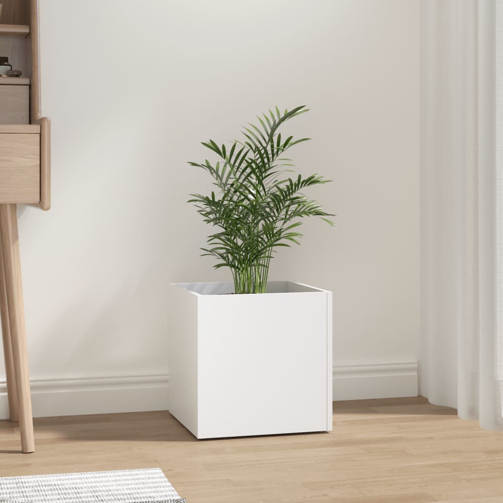 Jardinieră cutie, alb, 40x40x40 cm, lemn prelucrat - Lando