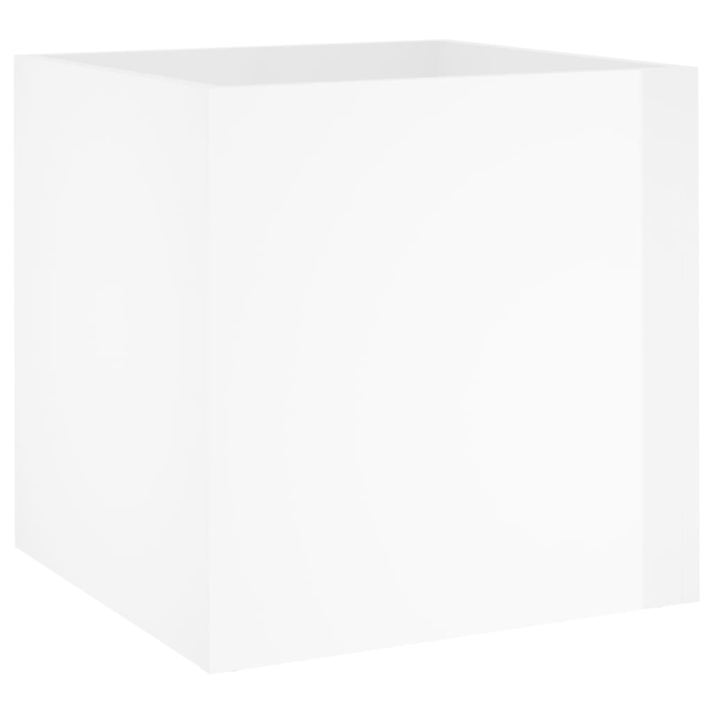Jardinieră cutie, alb extralucios, 40x40x40 cm, lemn compozit Lando - Lando