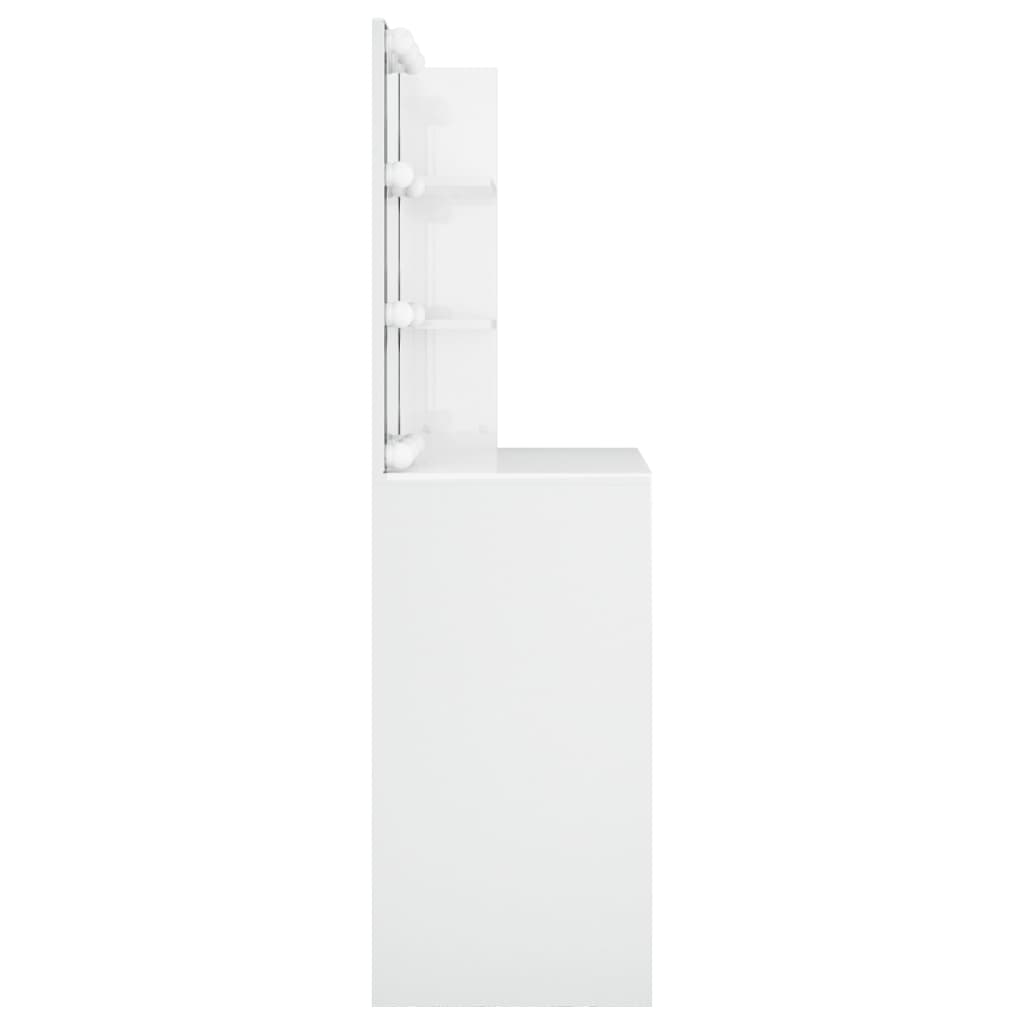 Masă de toaletă cu LED, alb extralucios, 74,5x40x141 cm - Lando