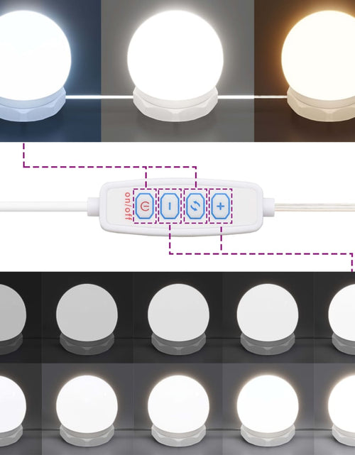 Загрузите изображение в средство просмотра галереи, Masă de toaletă cu LED, alb, 86,5x35x136 cm - Lando
