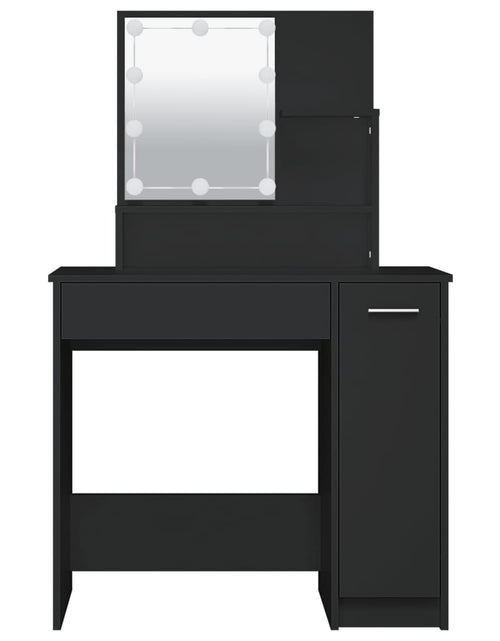 Загрузите изображение в средство просмотра галереи, Masă de toaletă cu LED, negru, 86,5x35x136 cm - Lando
