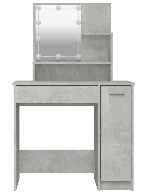 Загрузите изображение в средство просмотра галереи, Masă de toaletă cu LED, gri beton, 86,5x35x141 cm - Lando
