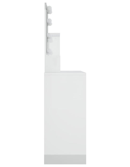 Încărcați imaginea în vizualizatorul Galerie, Masă de toaletă cu LED, alb extralucios, 86,5x35x136 cm. - Lando

