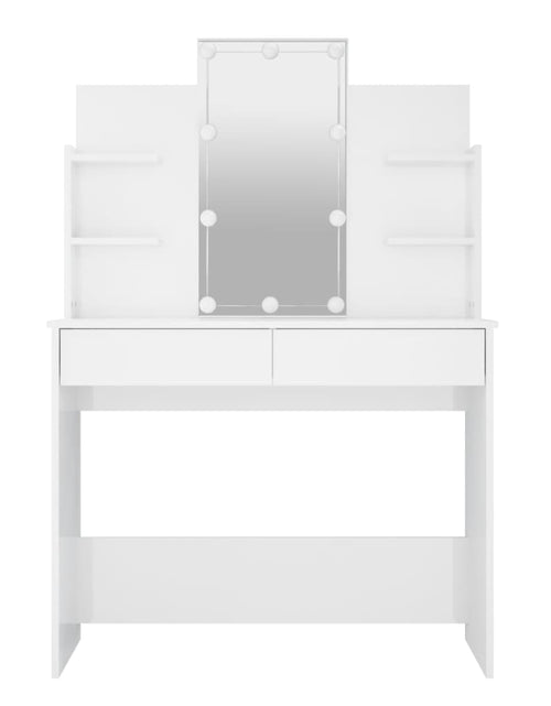 Загрузите изображение в средство просмотра галереи, Masă de toaletă cu LED, alb extralucios, 96x40x142 cm - Lando
