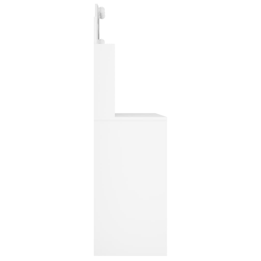 Masă de toaletă cu LED, alb extralucios, 96x40x142 cm - Lando