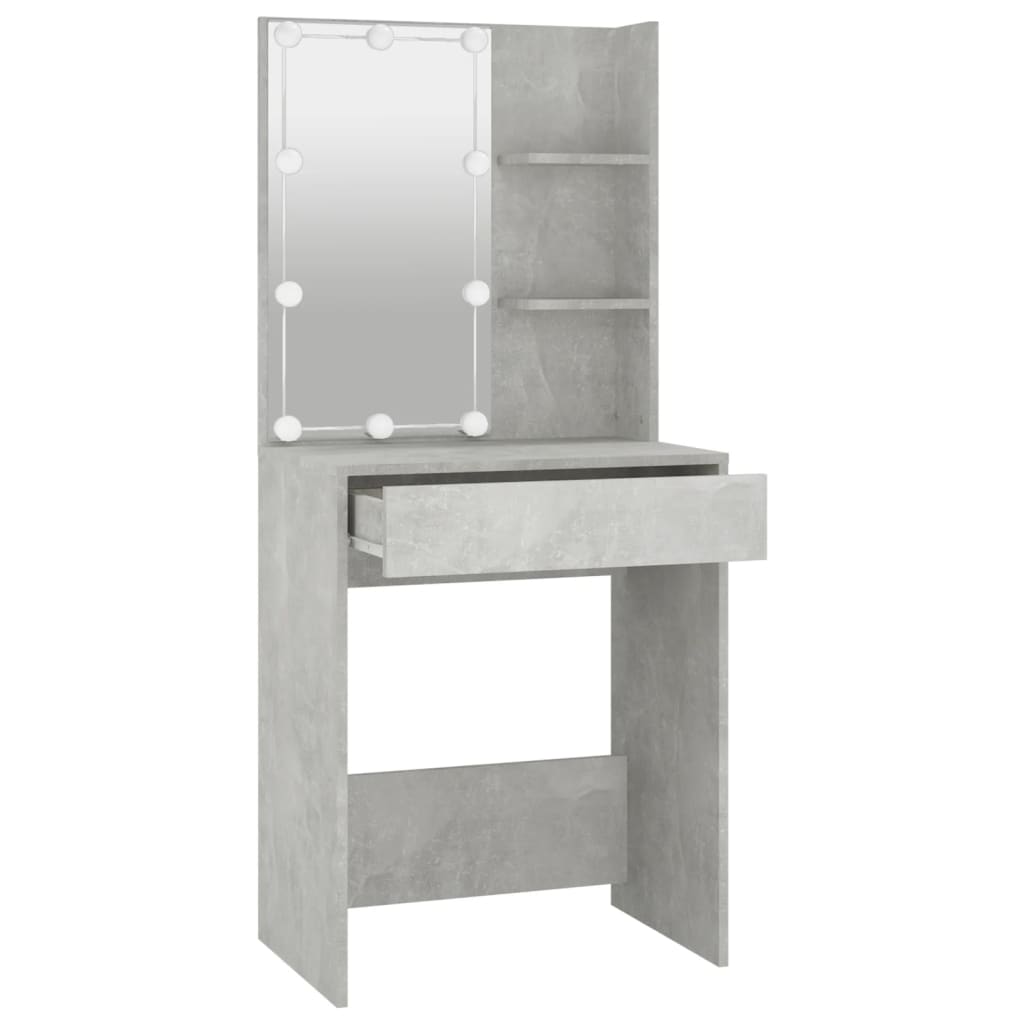 Masă de toaletă cu LED, gri beton, 60x40x140 cm - Lando