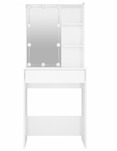 Încărcați imaginea în vizualizatorul Galerie, Masă de toaletă cu LED, alb extralucios, 60x40x140 cm - Lando
