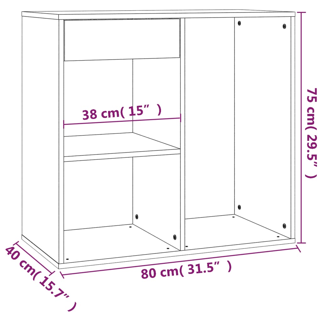 Dulap de cosmetice, gri beton, 80x40x75 cm, lemn prelucrat - Lando