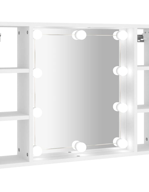 Încărcați imaginea în vizualizatorul Galerie, Dulap cu oglindă și LED, alb, 76x15x55 cm - Lando
