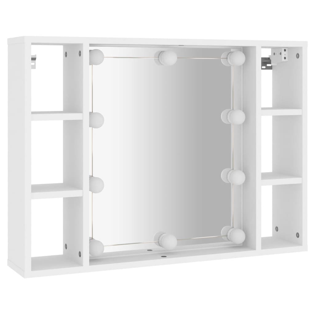 Dulap cu oglindă și LED, alb, 76x15x55 cm - Lando