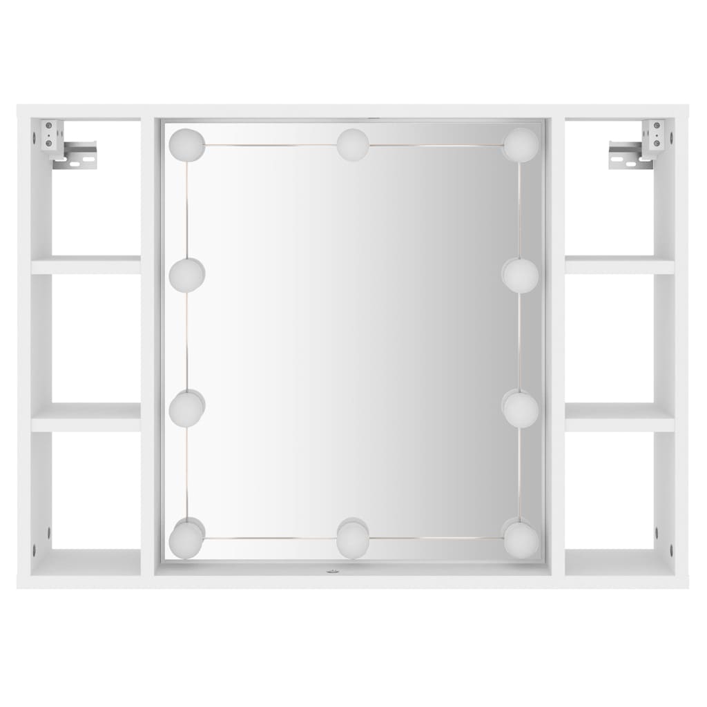 Dulap cu oglindă și LED, alb, 76x15x55 cm - Lando