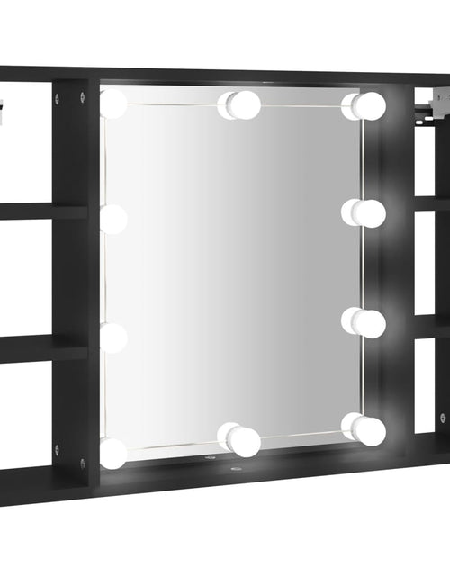 Загрузите изображение в средство просмотра галереи, Dulap cu oglindă și LED, negru, 76x15x55 cm - Lando
