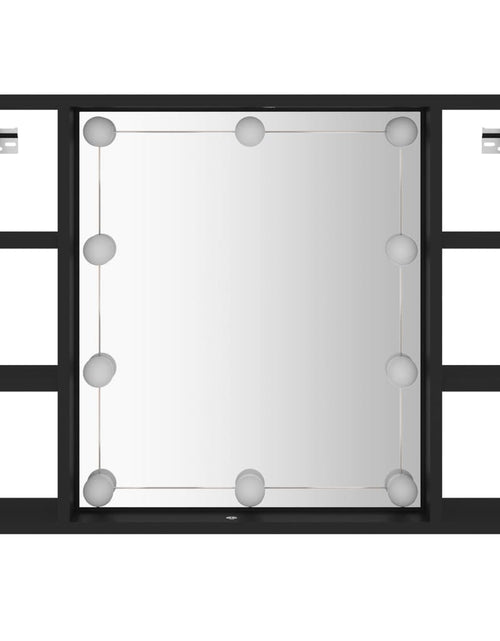 Încărcați imaginea în vizualizatorul Galerie, Dulap cu oglindă și LED, negru, 76x15x55 cm - Lando

