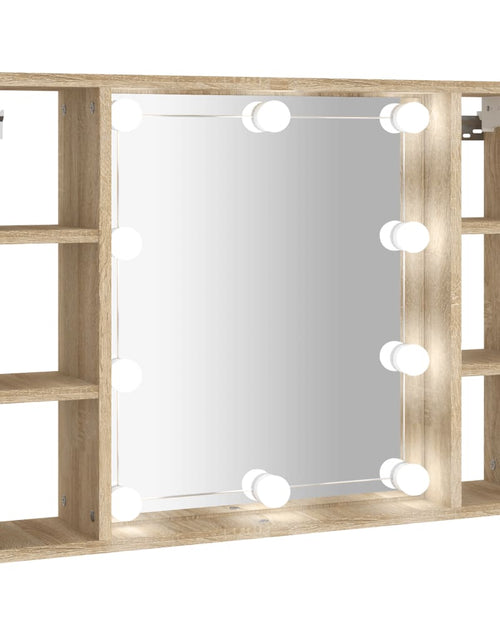 Загрузите изображение в средство просмотра галереи, Dulap cu oglindă și LED, stejar sonoma, 76x15x55 cm - Lando
