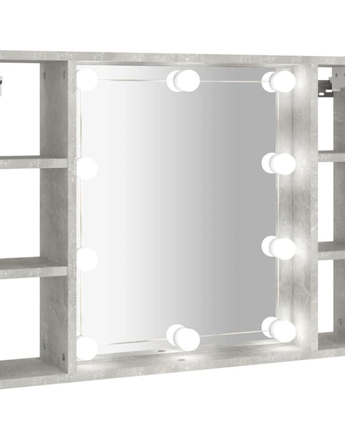 Загрузите изображение в средство просмотра галереи, Dulap cu oglindă și LED, gri beton, 76x15x55 cm - Lando
