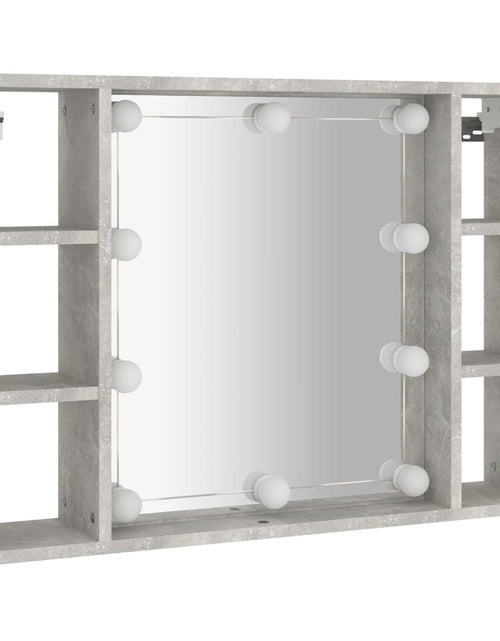 Încărcați imaginea în vizualizatorul Galerie, Dulap cu oglindă și LED, gri beton, 76x15x55 cm - Lando
