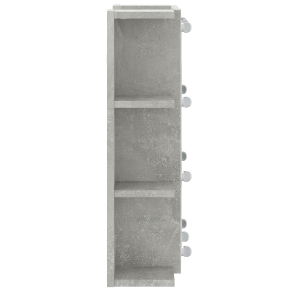 Dulap cu oglindă și LED, gri beton, 70x16,5x60 cm - Lando