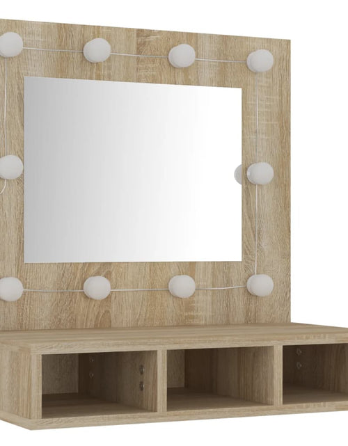 Загрузите изображение в средство просмотра галереи, Dulap cu oglindă și LED, stejar sonoma, 60x31,5x62 cm - Lando
