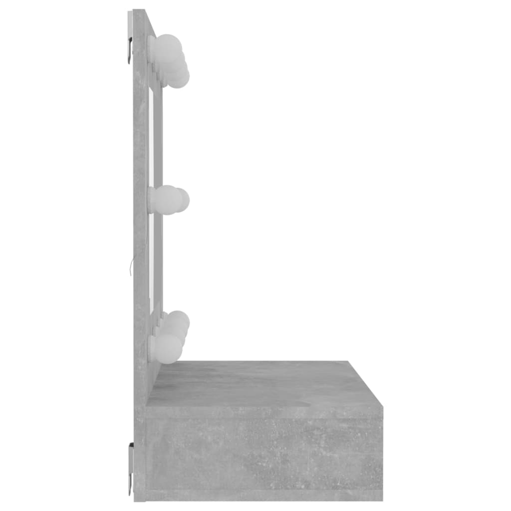 Dulap cu oglindă și LED, gri beton, 60x31,5x62 cm - Lando