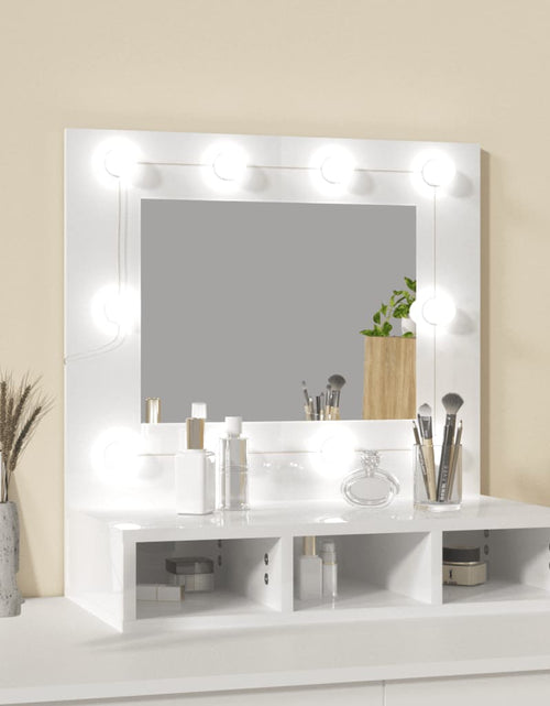 Încărcați imaginea în vizualizatorul Galerie, Dulap cu oglindă și LED, alb extralucios, 60x31,5x62 cm - Lando
