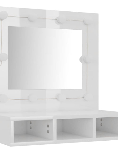 Загрузите изображение в средство просмотра галереи, Dulap cu oglindă și LED, alb extralucios, 60x31,5x62 cm - Lando
