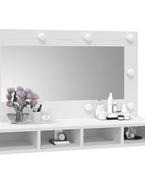 Încărcați imaginea în vizualizatorul Galerie, Dulap cu oglindă și LED, alb, 90x31,5x62 cm - Lando
