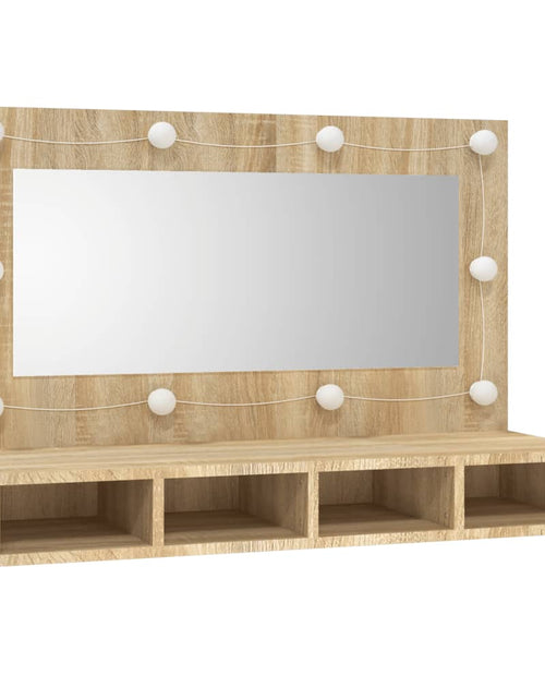 Încărcați imaginea în vizualizatorul Galerie, Dulap cu oglindă și LED, stejar sonoma, 90x31,5x62 cm - Lando

