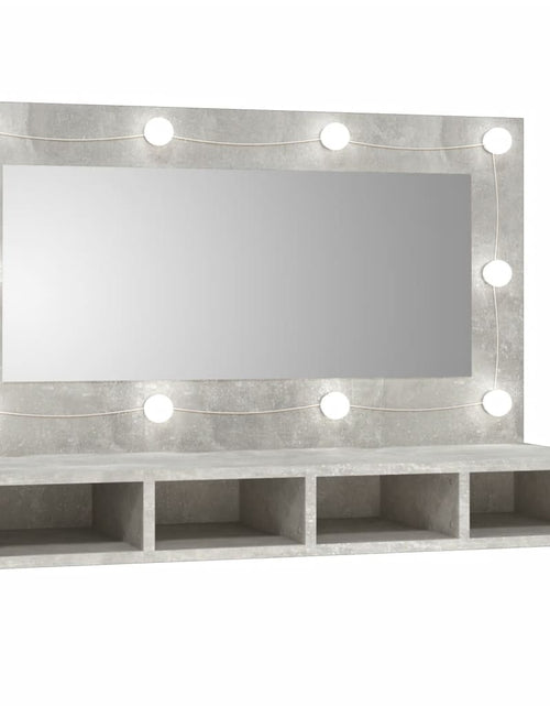 Загрузите изображение в средство просмотра галереи, Dulap cu oglindă și LED, gri beton, 90x31,5x62 cm - Lando
