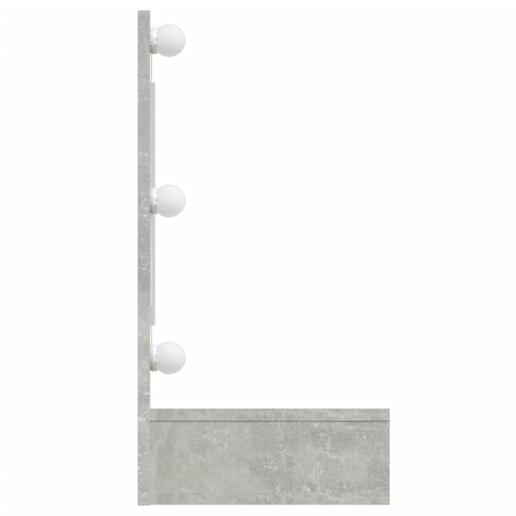 Dulap cu oglindă și LED, gri beton, 90x31,5x62 cm - Lando