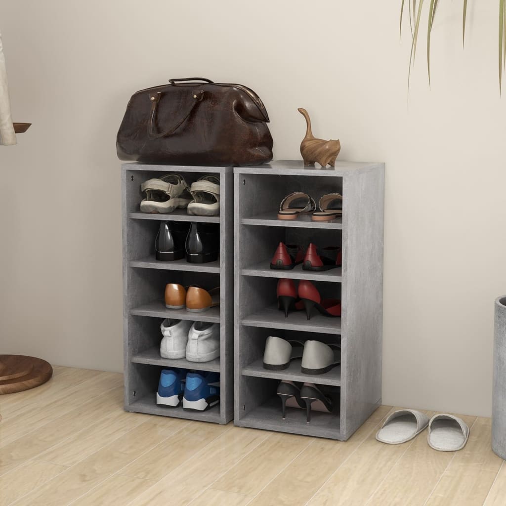 Pantofare, 2 buc., gri beton, 31,5x35x70 cm, lemn prelucrat Lando - Lando