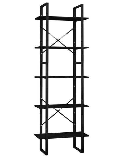 Загрузите изображение в средство просмотра галереи, Bibliotecă cu 5 rafturi, negru, 60x30x175 cm, lemn de pin Lando - Lando
