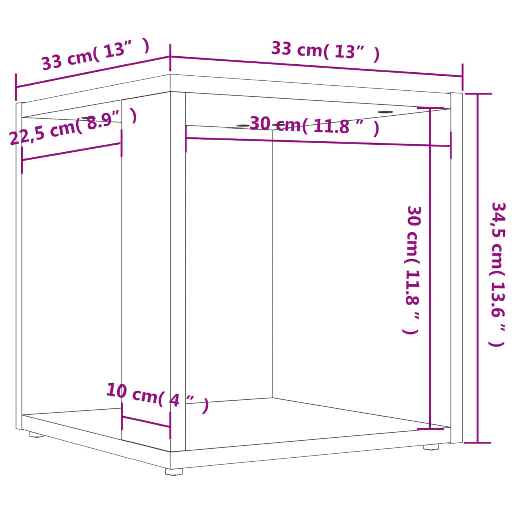 Masă laterală, gri beton, 33x33x34,5 cm, PAL Lando - Lando