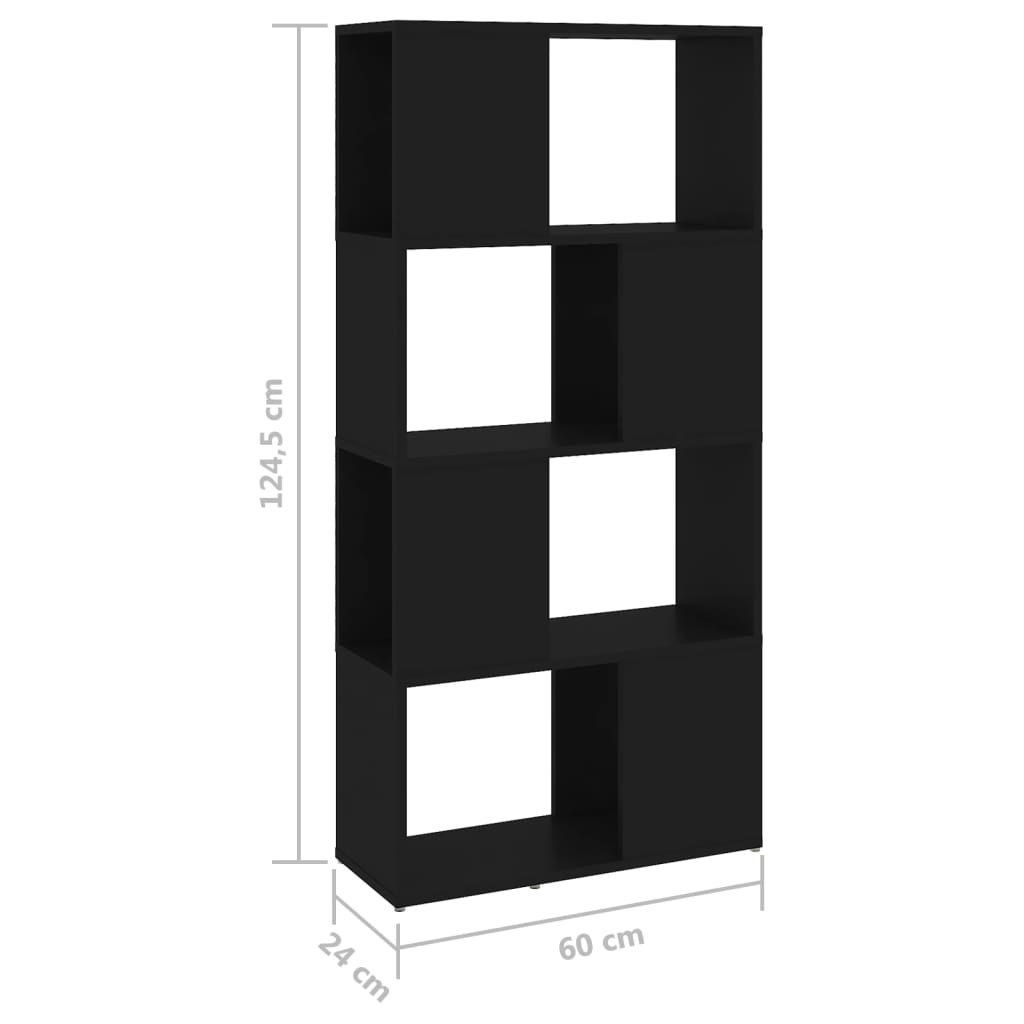 Bibliotecă/Separator cameră, negru, 60x24x124,5 cm, PAL Lando - Lando