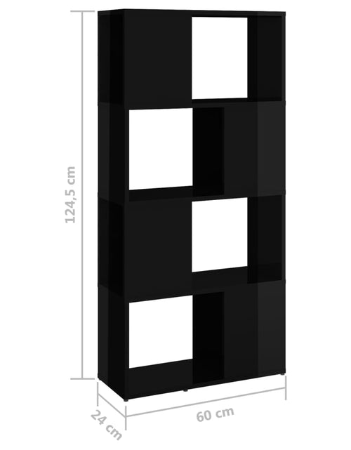 Încărcați imaginea în vizualizatorul Galerie, Bibliotecă/Separator cameră, negru extralucios, 60x24x124,5 cm Lando - Lando
